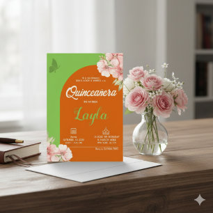 Invitation Bloom dans Quinceañera ! Boho Floral Mis Quince