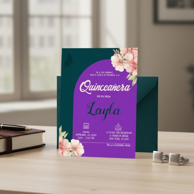 Invitation Bloom dans Quinceañera ! Boho Floral Mis Quince (Bloom into Quinceañera! Boho Floral Mis Quince Invitation)