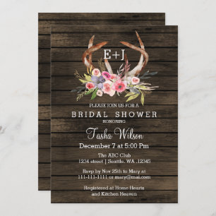 Invitation Blooming Antlers Pays Chic Fête des mariées Invita