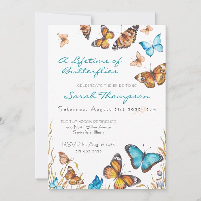 Invitation Blooming Butterflies Always Butterflies Bridal  (Devant)