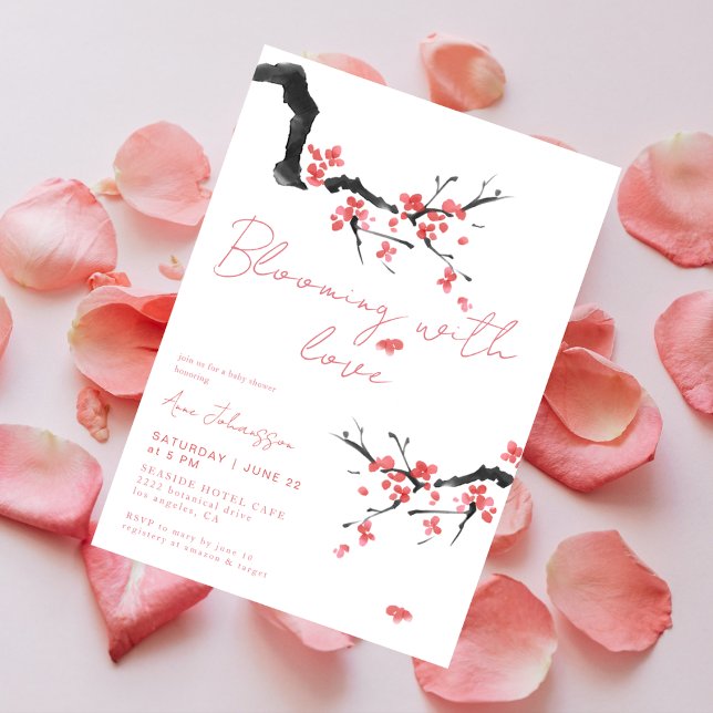Invitation Blooming With Love Pink Cherry Blossom Baby Shower (Créateur téléchargé)