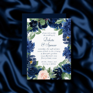 Invitation Blooms Chics   Mariage floral bleu et bleu marine