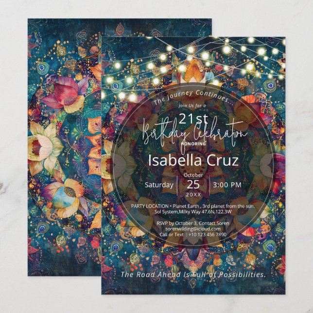 Invitation Blooms in Motion | Conception de Mandala Floral (Devant / Derrière)