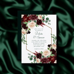 Invitation Blooms rustiques Terracotta et Marsala Rouge Flo