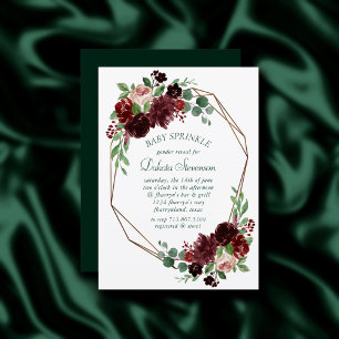 Invitation Blooms rustiques Terracotta Marsala Baby Sprinkl