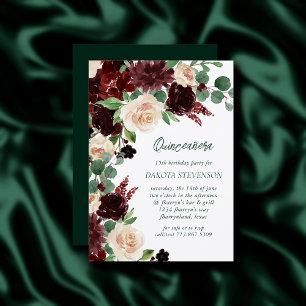 Invitation Blooms rustiques Terracotta Marsala Quinceanera