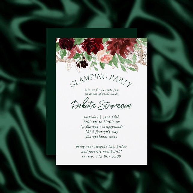 Invitation Blooms rustiques | Terracotta Marsala Red Glamping (Créateur téléchargé)