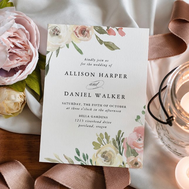 Invitation Blooms subtiles | MARIAGE (Créateur téléchargé)
