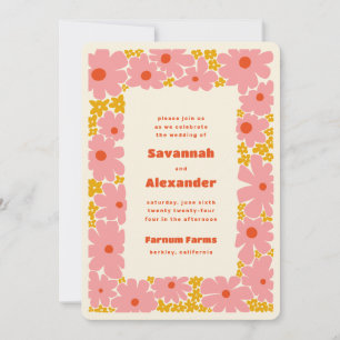 Invitation Blooms Super rose et orange Boho Mariage