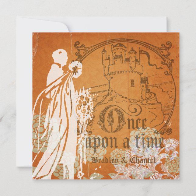 Invitation Blooms sur Orange une fois à l'occasion d'un maria (Devant)