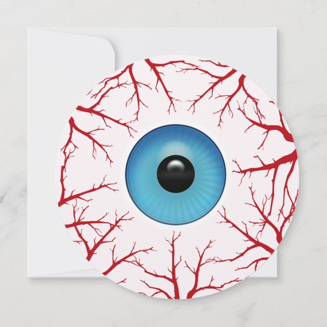 Invitation Blooshot Eyeball Round Halloween Party (Dos)
