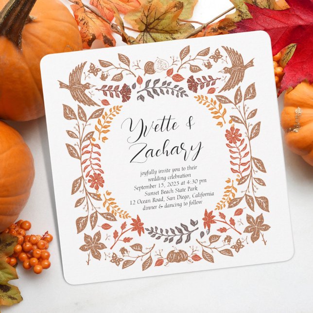 Invitation Bloquer le Mariage de automne d'impression (Créateur téléchargé)