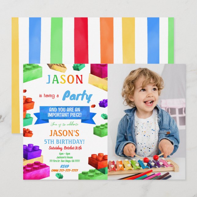 Invitation Bloquer l'invitation de photo (Devant / Derrière)