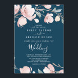 Invitation Blossom des cerisiers du printemps | Marine Faire-<br><div class="desc">Ce faire-part de mariage de marine en fleurs de cerisiers est parfait pour un mariage moderne. Le design oriental floral présente une branche de cerisier couleur rose vif blanc et des feuilles verts au style japonais élégant.</div>