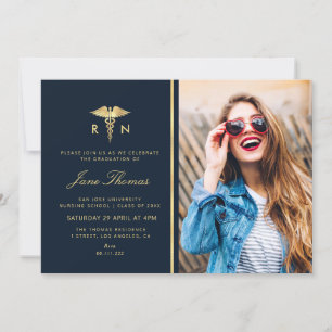 Invitation blouse dorée Fête de graduation de l'école de soin