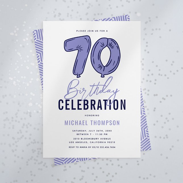 Invitation Blue 70th Birthday Party (Créateur téléchargé)