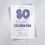 Invitation Blue 80th Birthday Party<br><div class="desc">Nos invitations minimalistes à la fête du 80e anniversaire sont sur le point de redéfinir vos célébrations d'étape. Doté d'un simple arrière - plan blanc qui respire l'élégance, d'un doodle à ballons d'hélium bleu fantaisie dessiné à la main de la marque '80' qui lui donne une touche ludique, et d'un...</div>