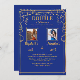 Invitation Blue Adult Joint Anniversaire Party 2 Photo