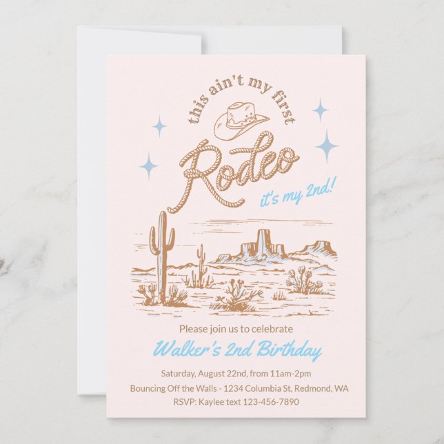 Invitation Blue Ain't My First Rodeo Birthday Invite (Devant)