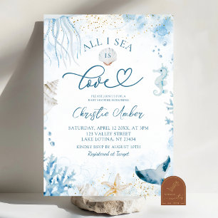 Invitation Blue All I Sea is Love Enterrement de Mariage