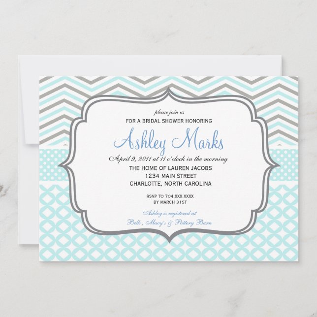 Invitation Blue and Green Chevron (Devant)