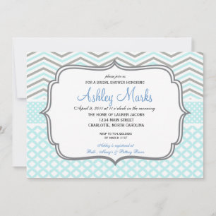 Invitation Blue and Green Chevron
