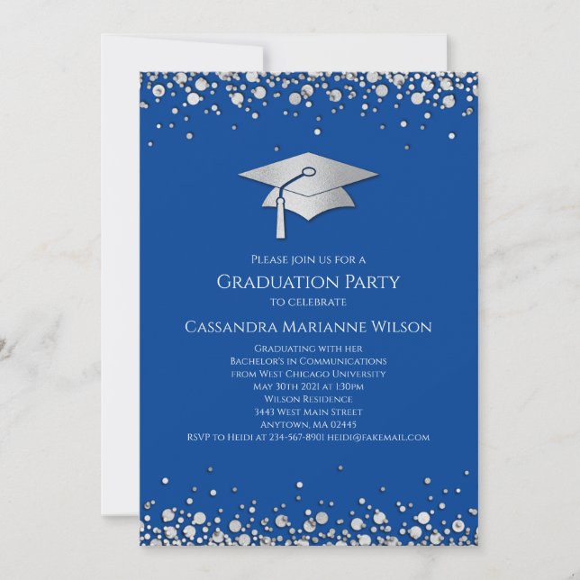 Invitation Blue and Silver Graduation (Devant)
