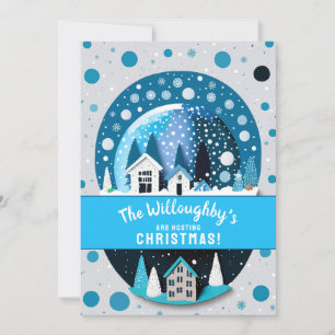 Invitation Blue and White Winter Wonderland Maisons Snow Glob