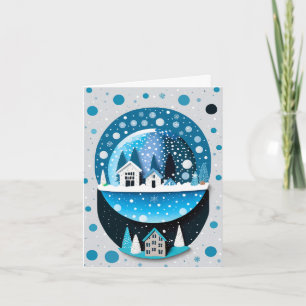 Invitation Blue and White Winter Wonderland Maisons Snow Glob