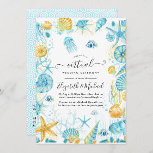 Invitation Blue and Yellow Sea Life Online Mariage virtuel