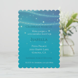 Invitation Blue Aqua Mermaid Sparkday