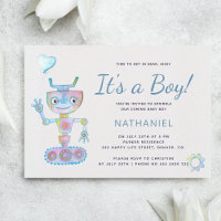 Blue aquarelle mignon robot c'est un garçon baby s