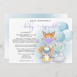 Invitation Blue Arctic Animaux dans Masques Baby Sprinkle Inv