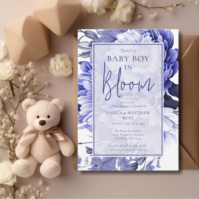Invitation Blue Baby Boy in Bloom Baby shower (Créateur téléchargé)