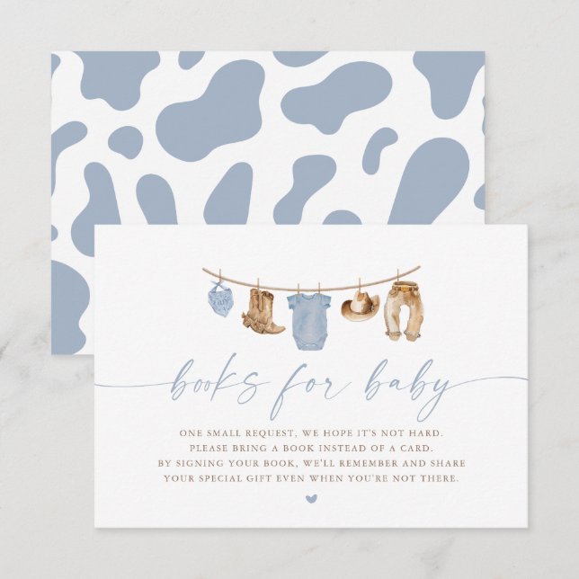 Invitation Blue Baby Clothesline Little Cowboy Baby Shower (Devant / Derrière)
