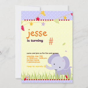 Invitation Blue Baby Elephant Parti Personnalisé