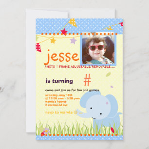 Invitation Blue Baby Elephant Parti Personnalisé