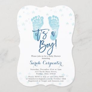 Invitation Blue Baby pieds c'est un Baby shower garçon