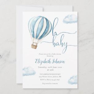 Invitation Blue Balloon Boy QR Code Baby shower photo