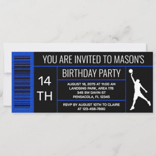 Invitation Blue Basketball Anniversaire Fête de chaussures Ét