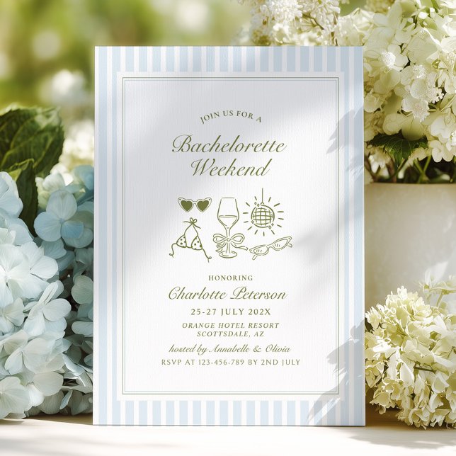 Invitation Blue Beach Bachelorette Weekend Itinerary (Créateur téléchargé)