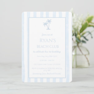 Invitation Blue Beach Club 1er anniversaire Boy Stripes
