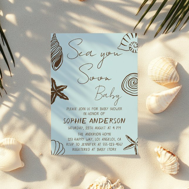 Invitation Blue Beach Sea You Soon Baby Coastal Baby Shower (Créateur téléchargé)