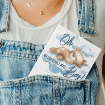 Blue Bear Baby shower Garçon Aquarelle Teddy Cloud