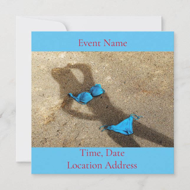 Invitation Blue Bikini Beach Sand Thunder_Cove (Devant)
