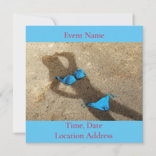 Invitation Blue Bikini Beach Sand Thunder_Cove