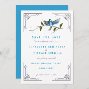 Invitation Blue Bird of Happiness Wedding Enregistrer la cart