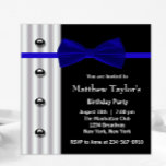 Invitation Blue Black Tuxedo Bow Cravate Hommes fête d'annive<br><div class="desc">Cravate d'arc noir tuxedo bleu noir signifie invitations de fête d'anniversaire.</div>