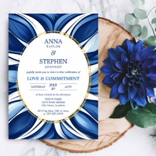 Invitation Blue Bliss Cérémonie d'engagement Floral Organique