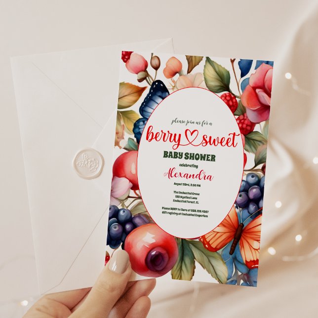 Invitation Blue Blueberry Berry Baby shower sucré (Créateur téléchargé)